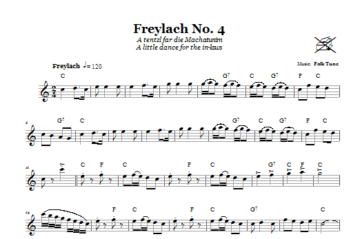 Folk Tune Freylach No. 4 (A Tentzl Far Die Machantunim (A Little Dance For The In-Laws)) sheet music notes and chords arranged for Lead Sheet / Fake Book