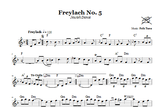Folk Tune Freylach No. 5 (Jewish Dance) sheet music notes and chords arranged for Lead Sheet / Fake Book