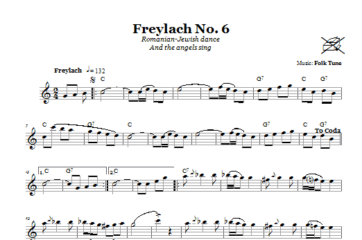 Folk Tune Freylach No. 6 (Romanian-Jewish Dance (And The Angels Sing)) sheet music notes and chords arranged for Lead Sheet / Fake Book