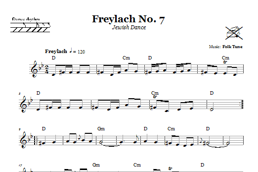 Folk Tune Freylach No. 7 (Jewish Dance) sheet music notes and chords arranged for Lead Sheet / Fake Book