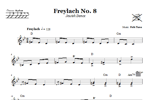 Folk Tune Freylach No. 8 (Jewish Dance) sheet music notes and chords arranged for Lead Sheet / Fake Book