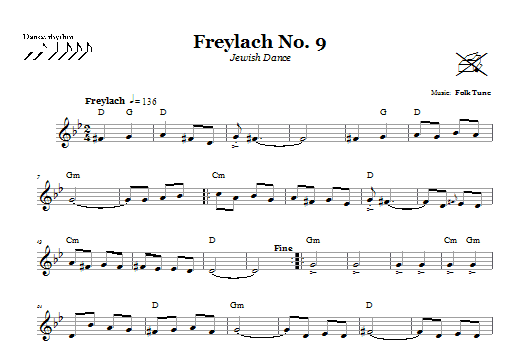 Folk Tune Freylach No. 9 (Jewish Dance) sheet music notes and chords arranged for Lead Sheet / Fake Book