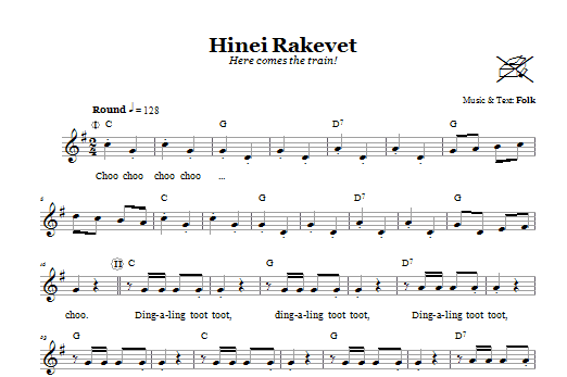 Folk Tune Hinei Rakevet (Here Comes The Train!) sheet music notes and chords arranged for Lead Sheet / Fake Book