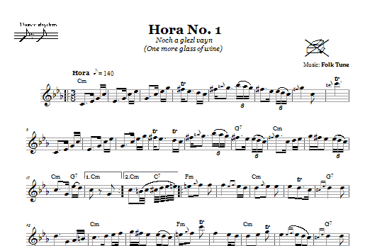 Folk Tune Hora No. 1 (Noch A Glezl Vayn (One More Glass Of Wine)) sheet music notes and chords arranged for Lead Sheet / Fake Book