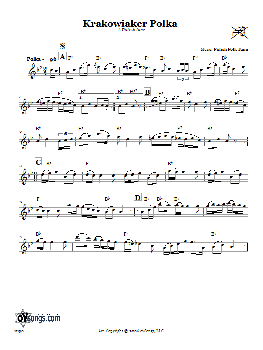 Folk Tune Krakowiaker Polka (A Polish Tune) sheet music notes and chords arranged for Lead Sheet / Fake Book