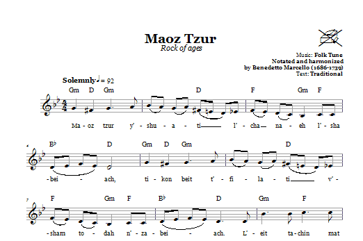 Folk Tune Maoz Tzur (Rock Of Ages) sheet music notes and chords arranged for Lead Sheet / Fake Book