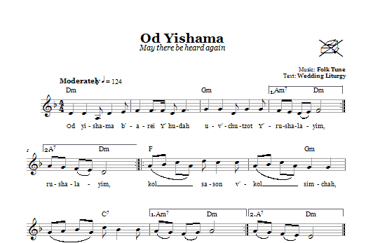 Folk Tune Od Yishama (May There Be Heard Again) sheet music notes and chords arranged for Lead Sheet / Fake Book