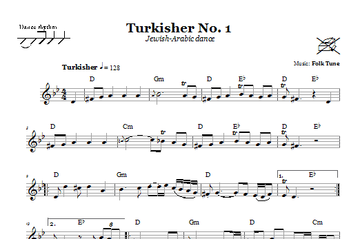 Folk Tune Turkisher No. 1 (Jewish-Arabic Dance) sheet music notes and chords arranged for Lead Sheet / Fake Book