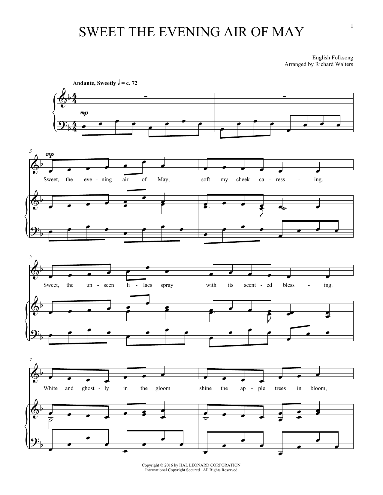 Folksong Sweet The Evening Air Of May sheet music notes and chords arranged for Piano & Vocal