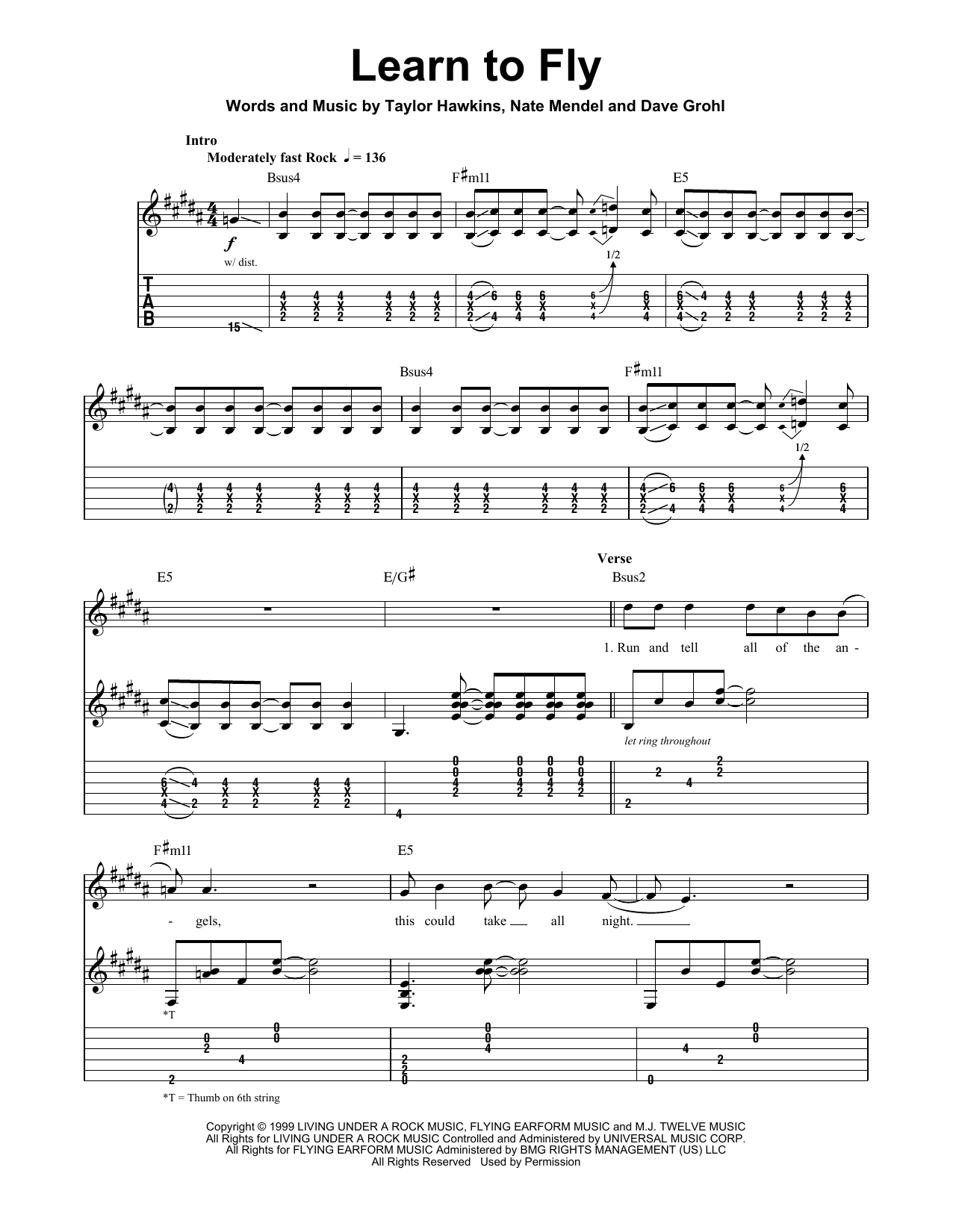 Foo Fighters Learn To Fly sheet music notes and chords arranged for Easy Guitar