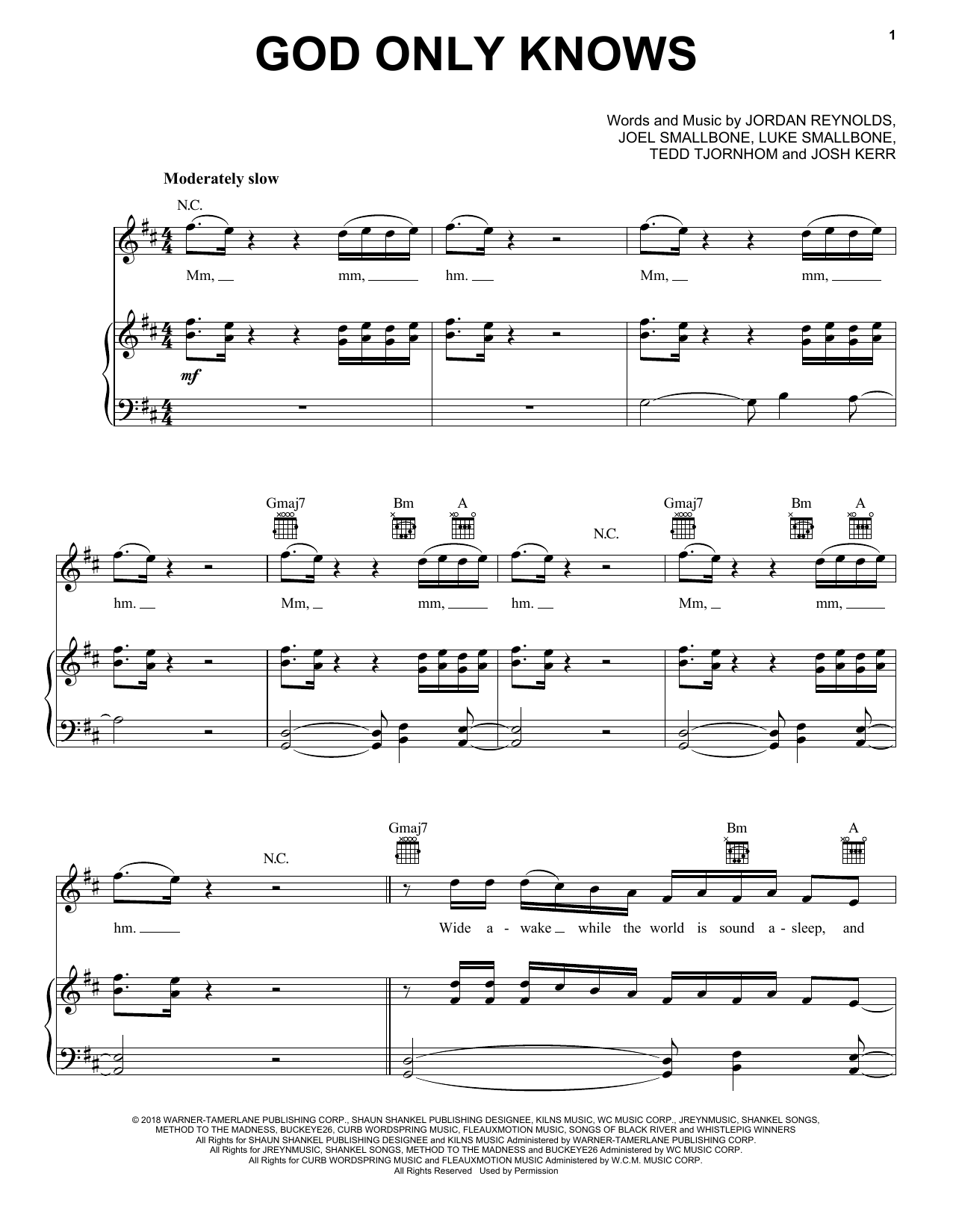for KING & COUNTRY God Only Knows sheet music notes and chords arranged for Easy Piano