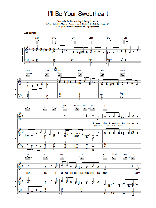 Foster & Allen I'll Be Your Sweetheart sheet music notes and chords arranged for Piano, Vocal & Guitar Chords
