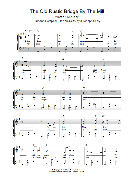 Foster & Allen The Old Rustic Bridge By The Mill sheet music notes and chords arranged for Piano, Vocal & Guitar Chords