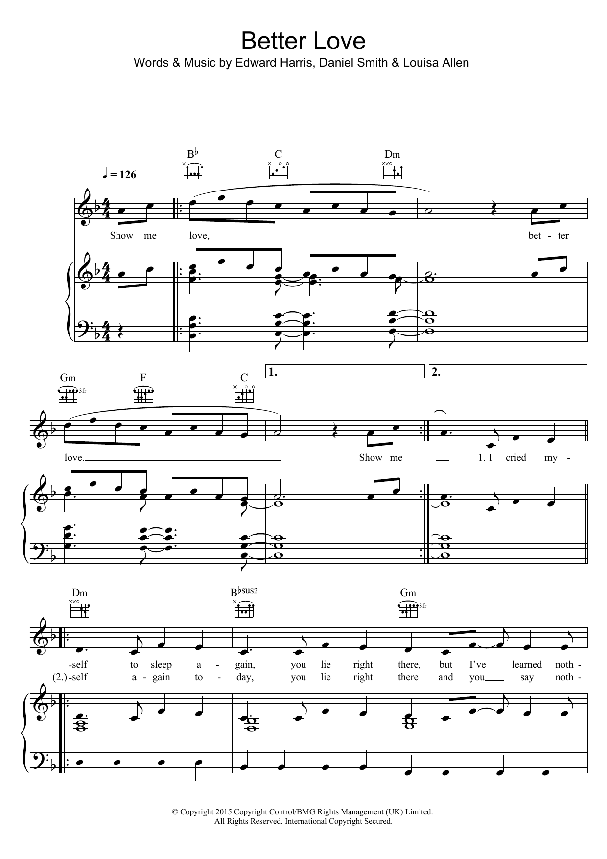 Foxes Better Love sheet music notes and chords arranged for Piano, Vocal & Guitar Chords