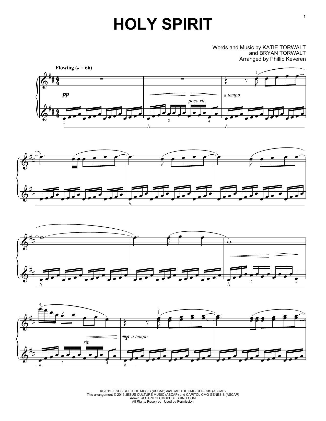 Francesca Battistelli Holy Spirit (arr. Phillip Keveren) sheet music notes and chords arranged for Piano Solo