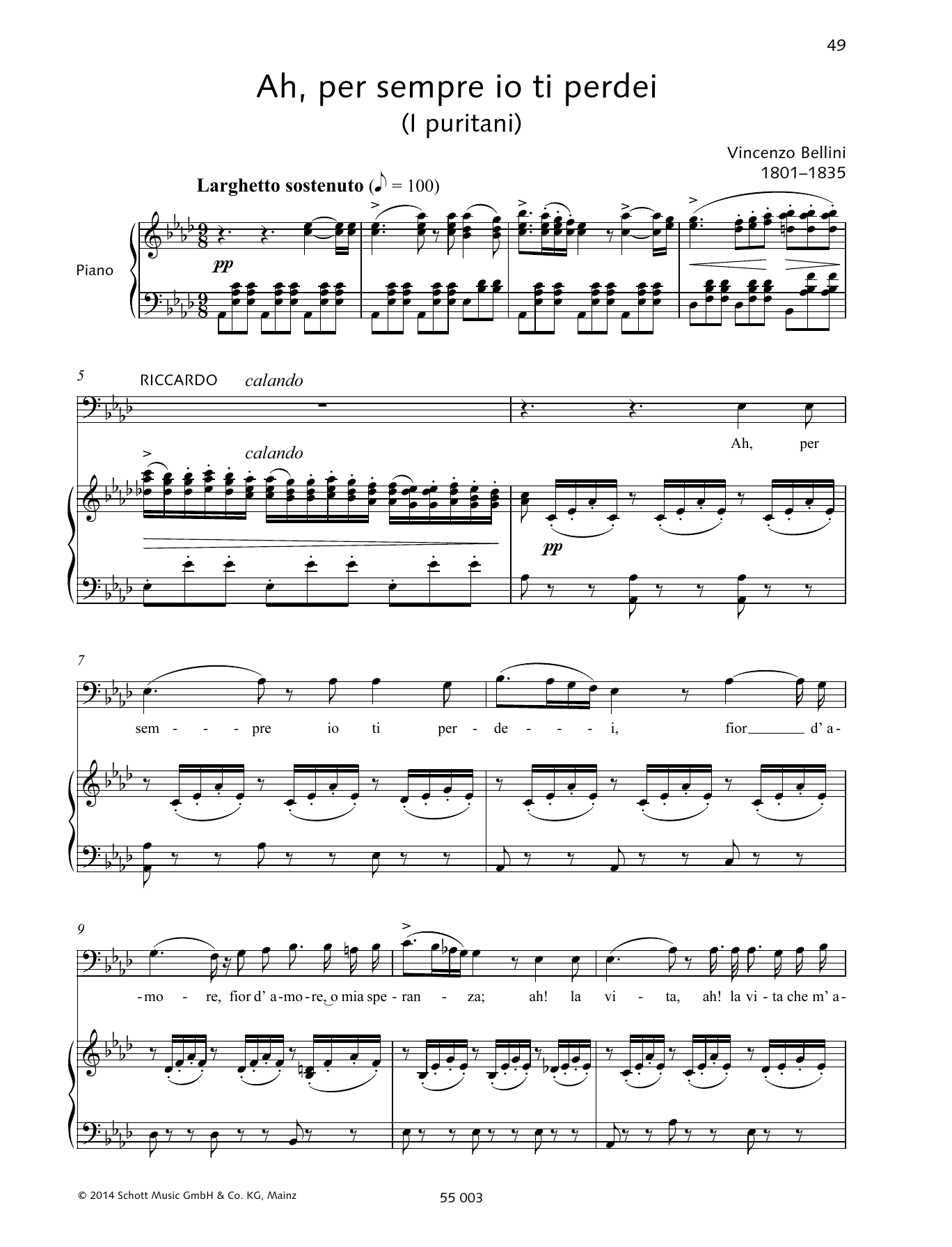Francesca Licciarda Ah, per sempre io ti perdei sheet music notes and chords arranged for Piano & Vocal