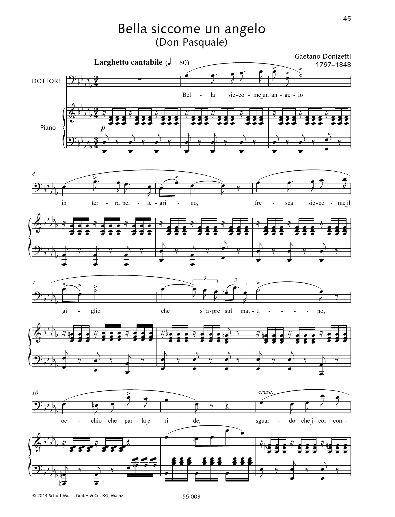 Francesca Licciarda Bella siccome un angelo sheet music notes and chords arranged for Piano & Vocal