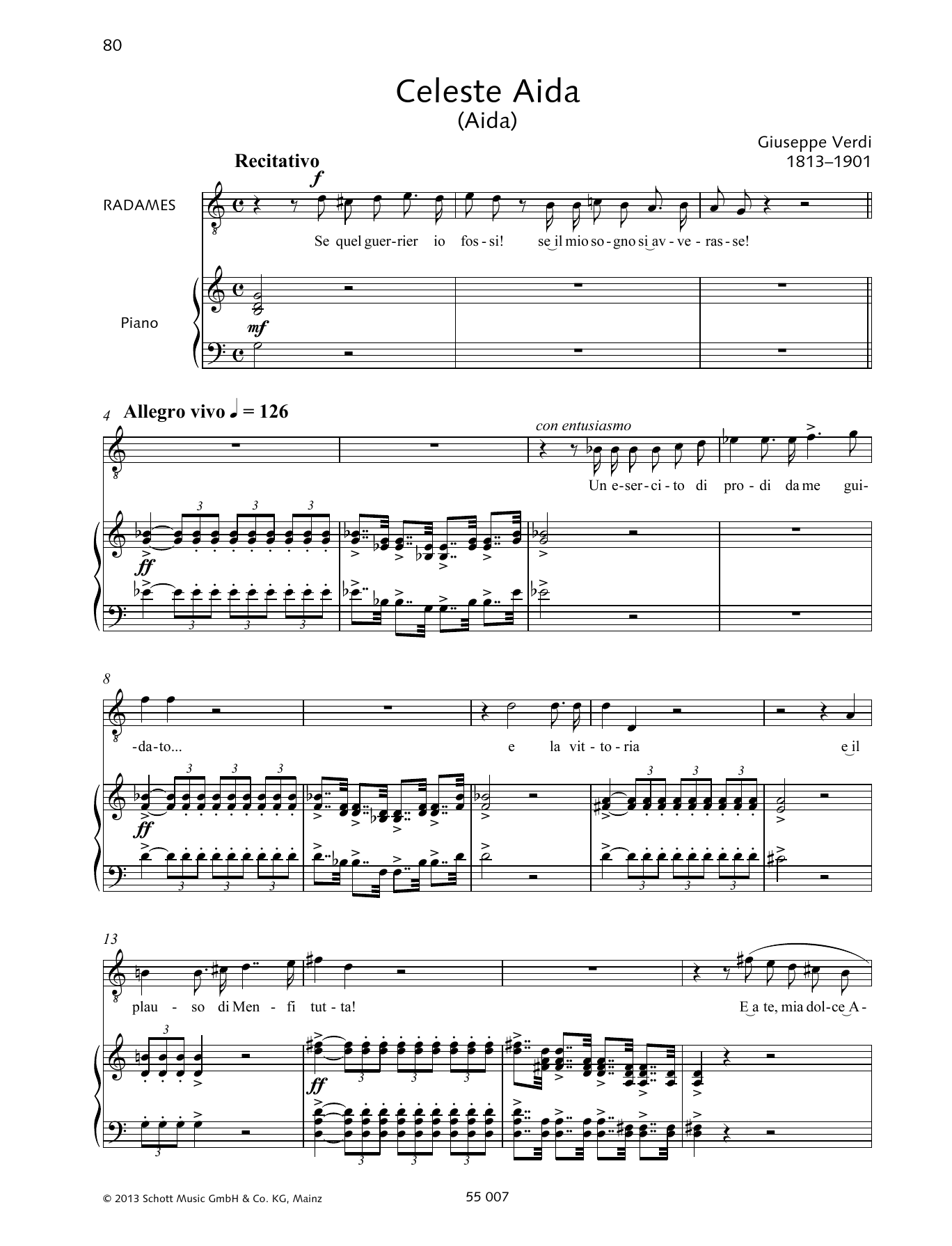 Francesca Licciarda Celeste Aida sheet music notes and chords arranged for Piano & Vocal