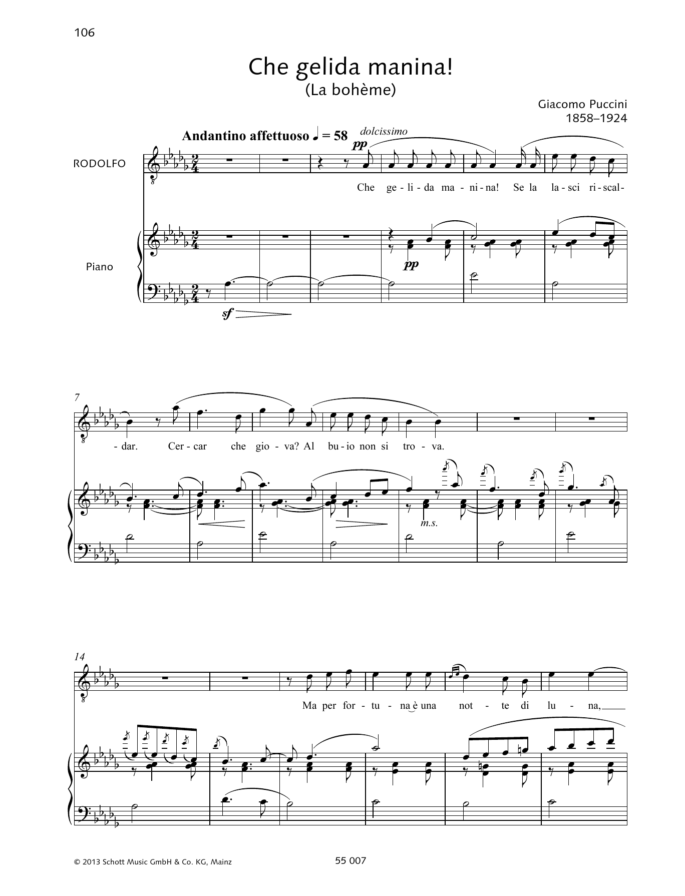 Francesca Licciarda Che gelida manina! sheet music notes and chords arranged for Piano & Vocal