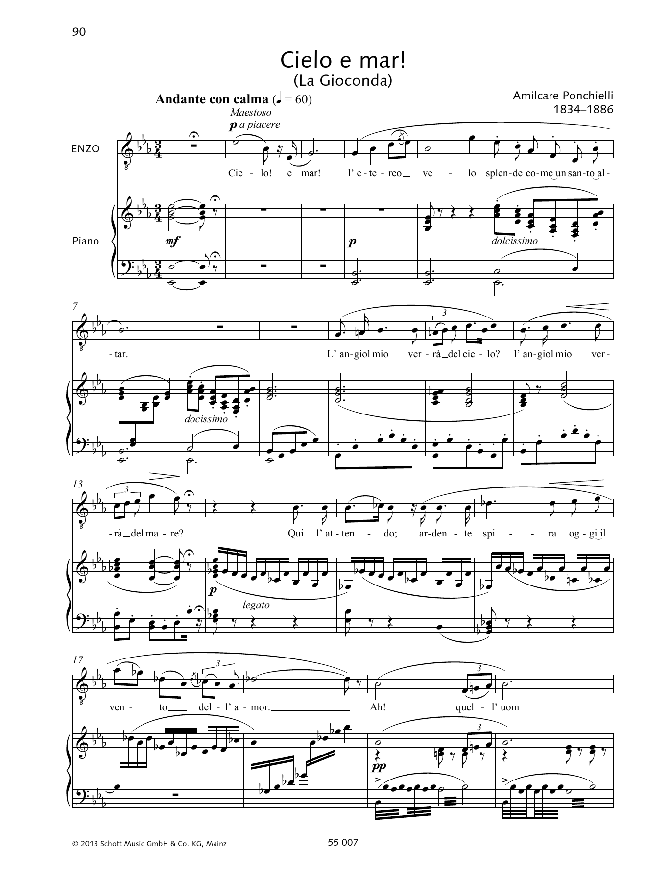 Francesca Licciarda Cielo e mar! sheet music notes and chords arranged for Piano & Vocal