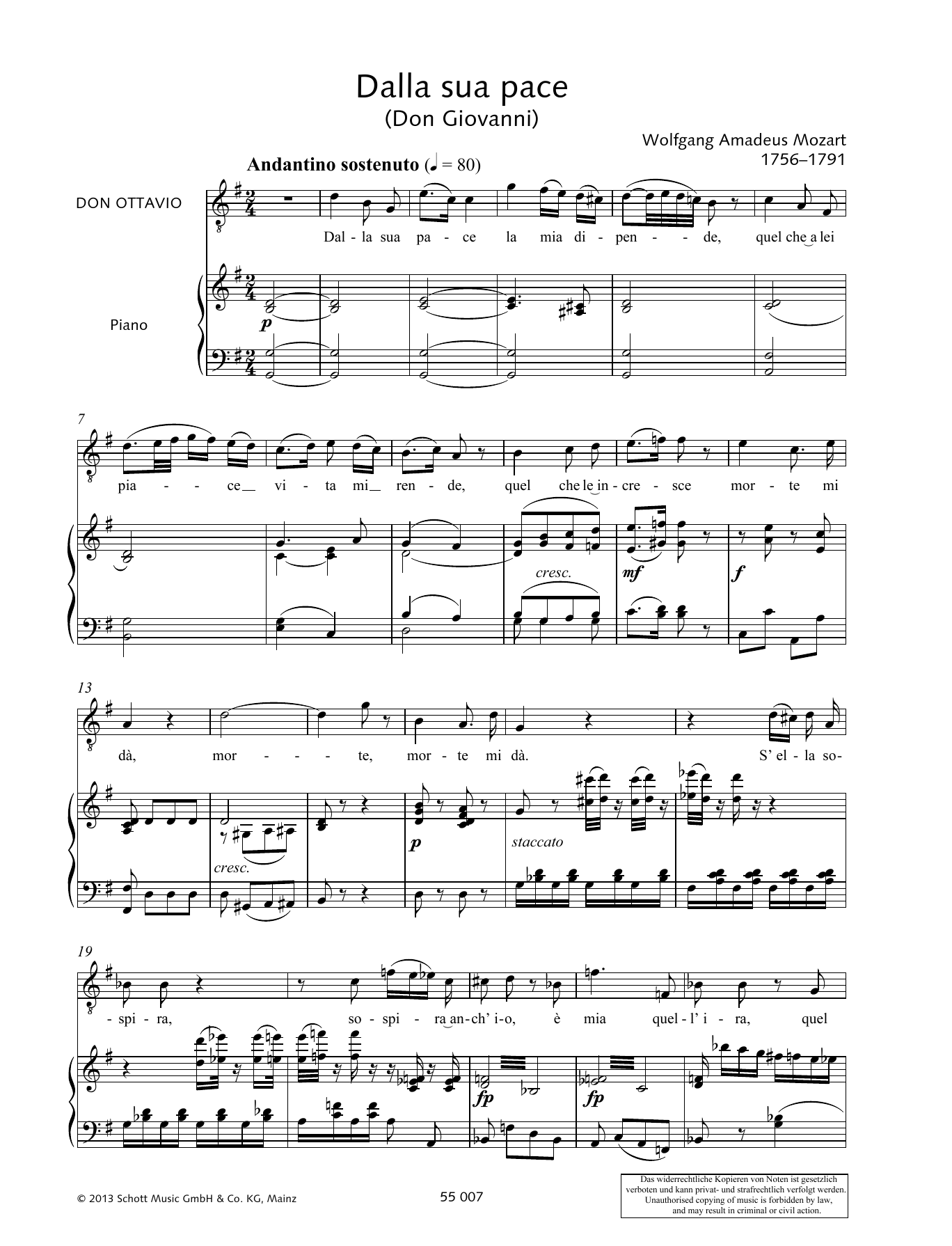 Francesca Licciarda Dalla sua pace sheet music notes and chords arranged for Piano & Vocal