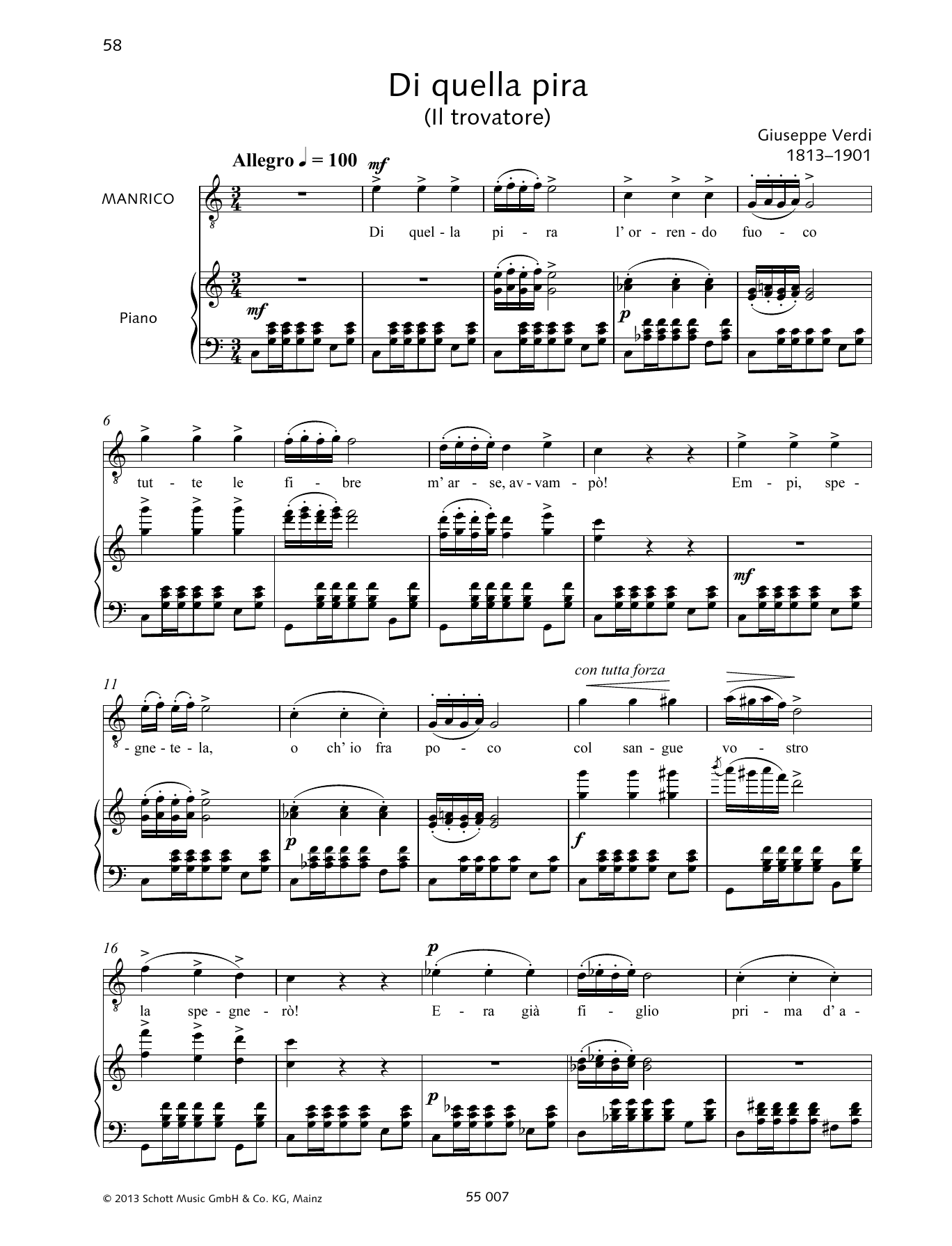 Francesca Licciarda Di Quella Pira sheet music notes and chords arranged for Piano & Vocal