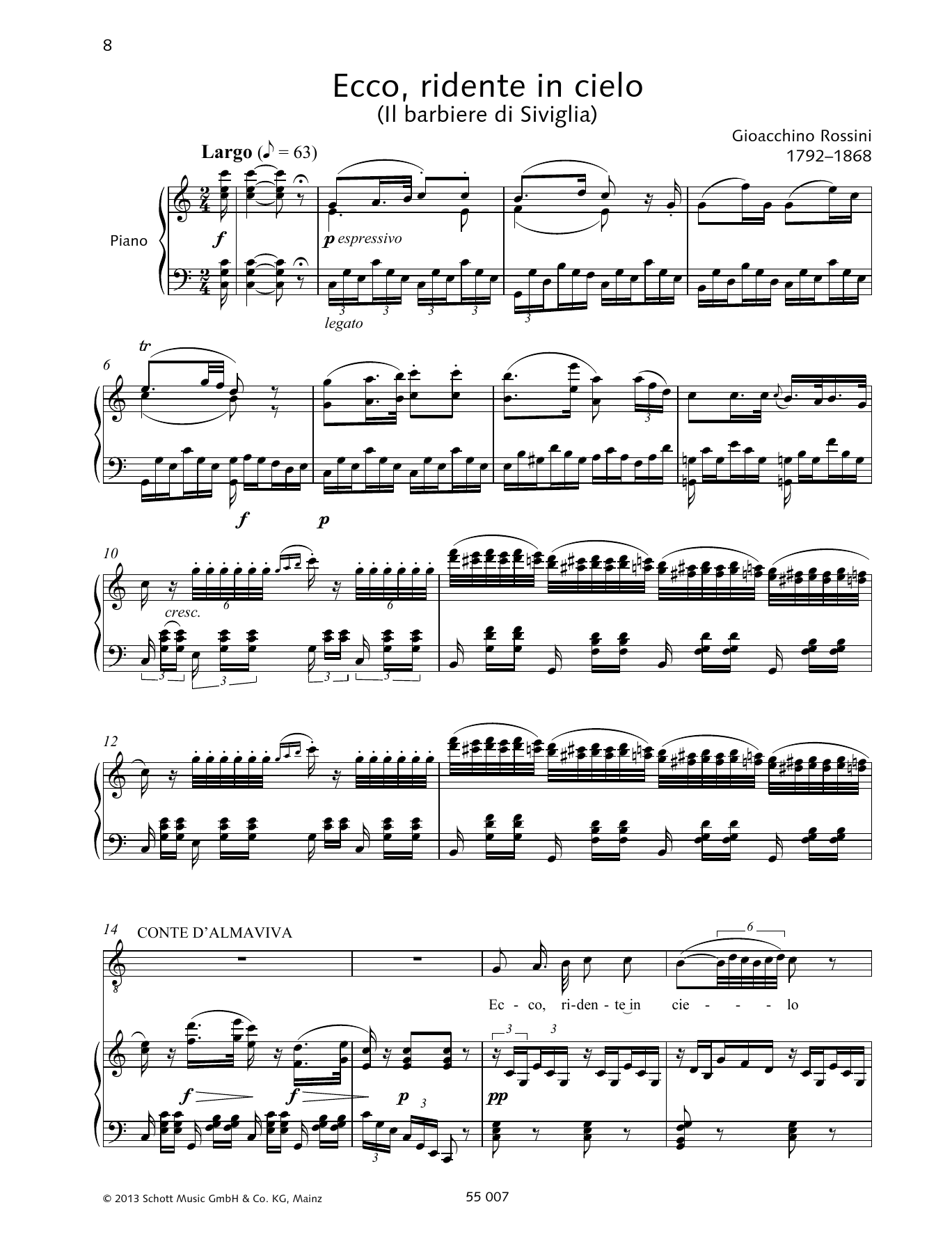 Francesca Licciarda Ecco ridente in cielo sheet music notes and chords arranged for Piano & Vocal