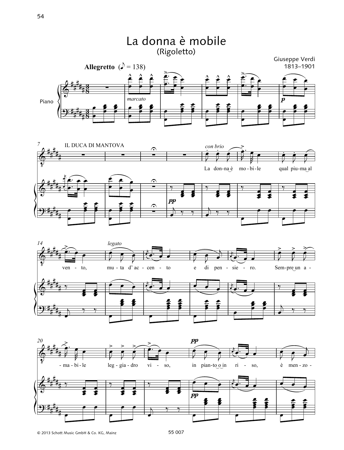 Francesca Licciarda La Donna è Mobile sheet music notes and chords arranged for Piano & Vocal