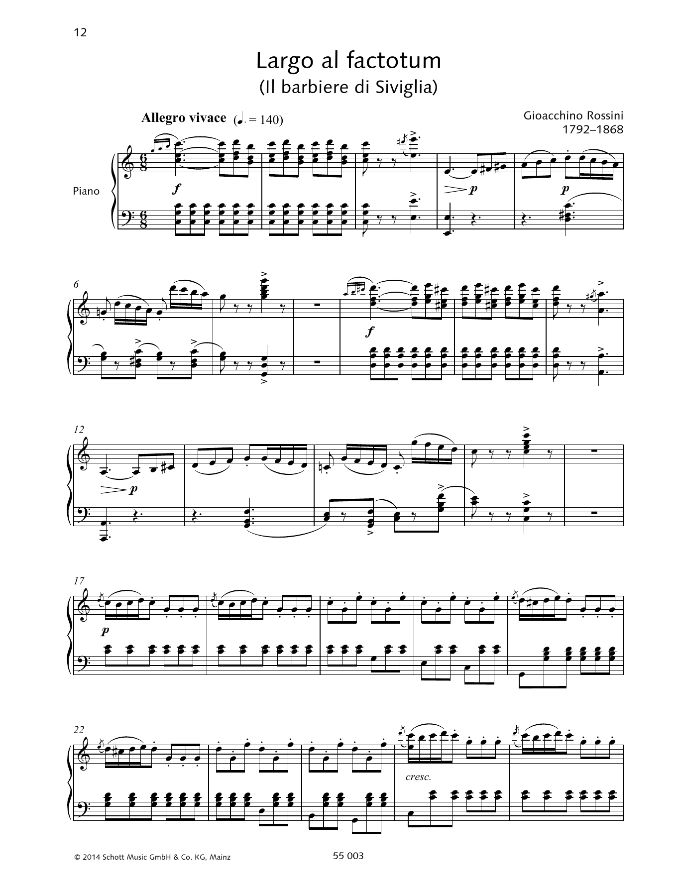 Francesca Licciarda Largo al factotum sheet music notes and chords arranged for Piano & Vocal