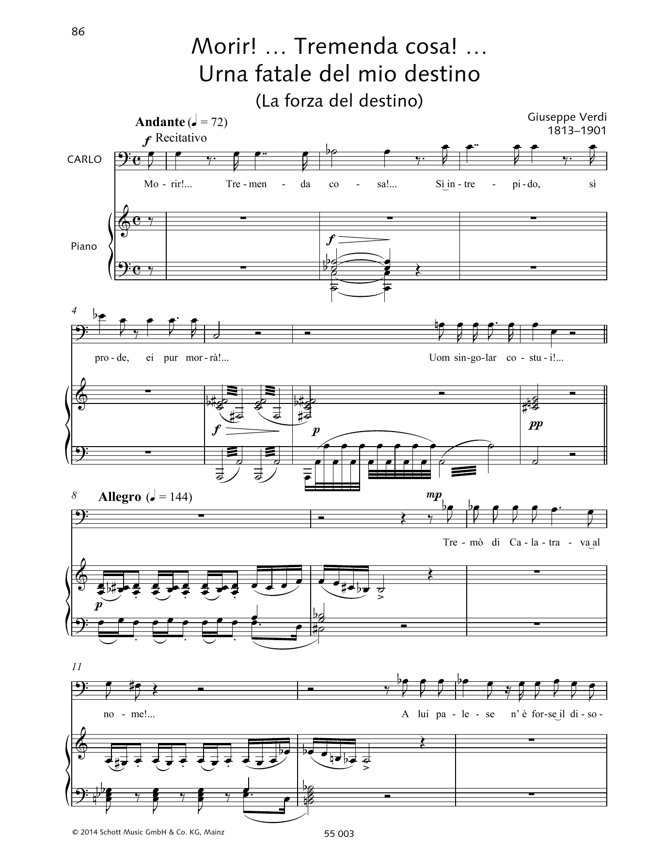 Francesca Licciarda Morir! ... Tremende cosa! ... Urna fatale del mio destino sheet music notes and chords arranged for Piano & Vocal