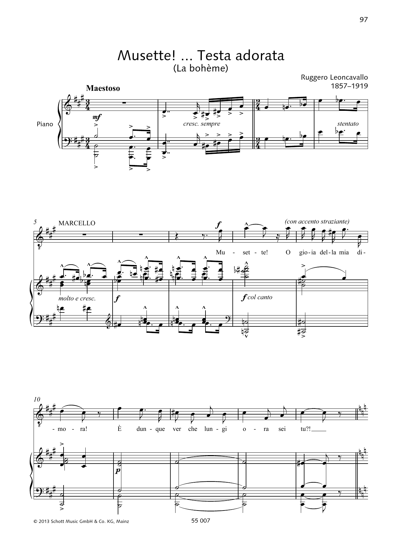 Francesca Licciarda Musette! ... Testa adorata sheet music notes and chords arranged for Piano & Vocal