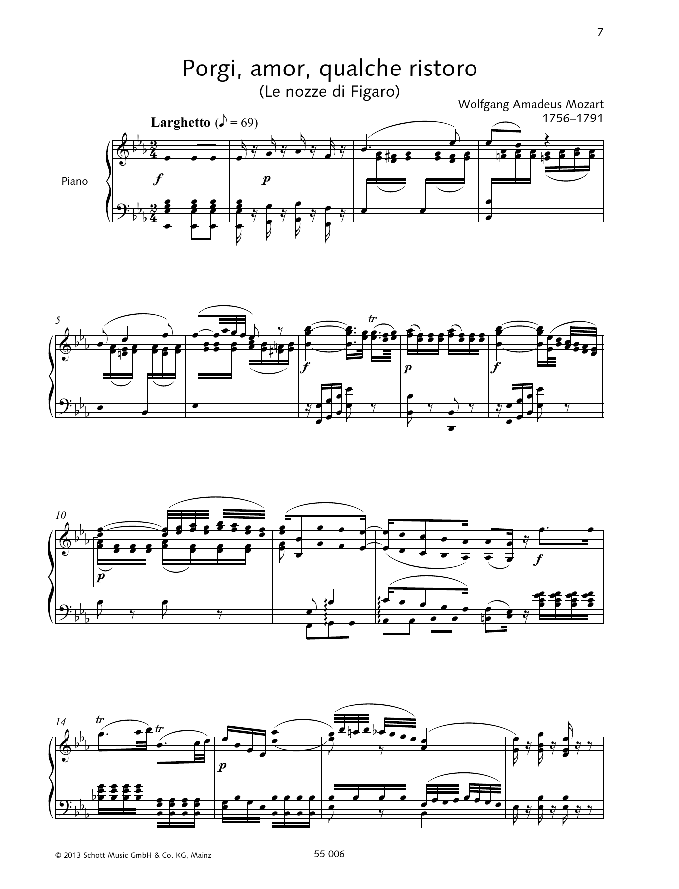 Francesca Licciarda Porgi, amor, qualche ristoro sheet music notes and chords arranged for Piano & Vocal