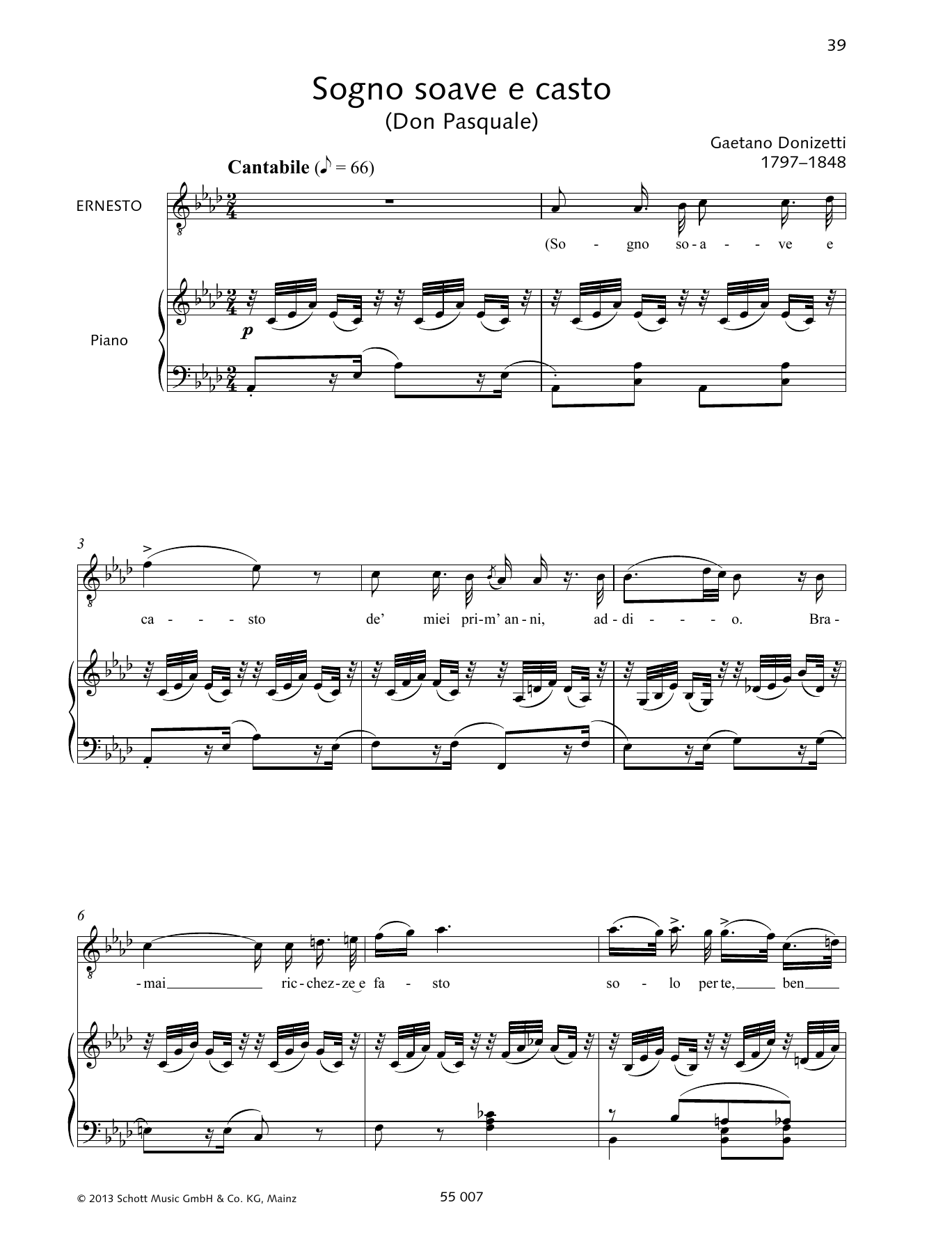 Francesca Licciarda Sogno soave e casto sheet music notes and chords arranged for Piano & Vocal