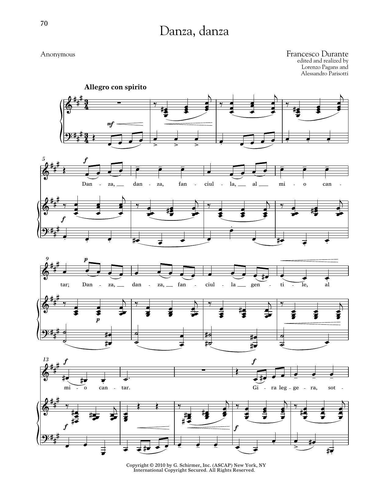 Francesco Durante Danza, Danza (Low Voice) sheet music notes and chords arranged for Piano & Vocal