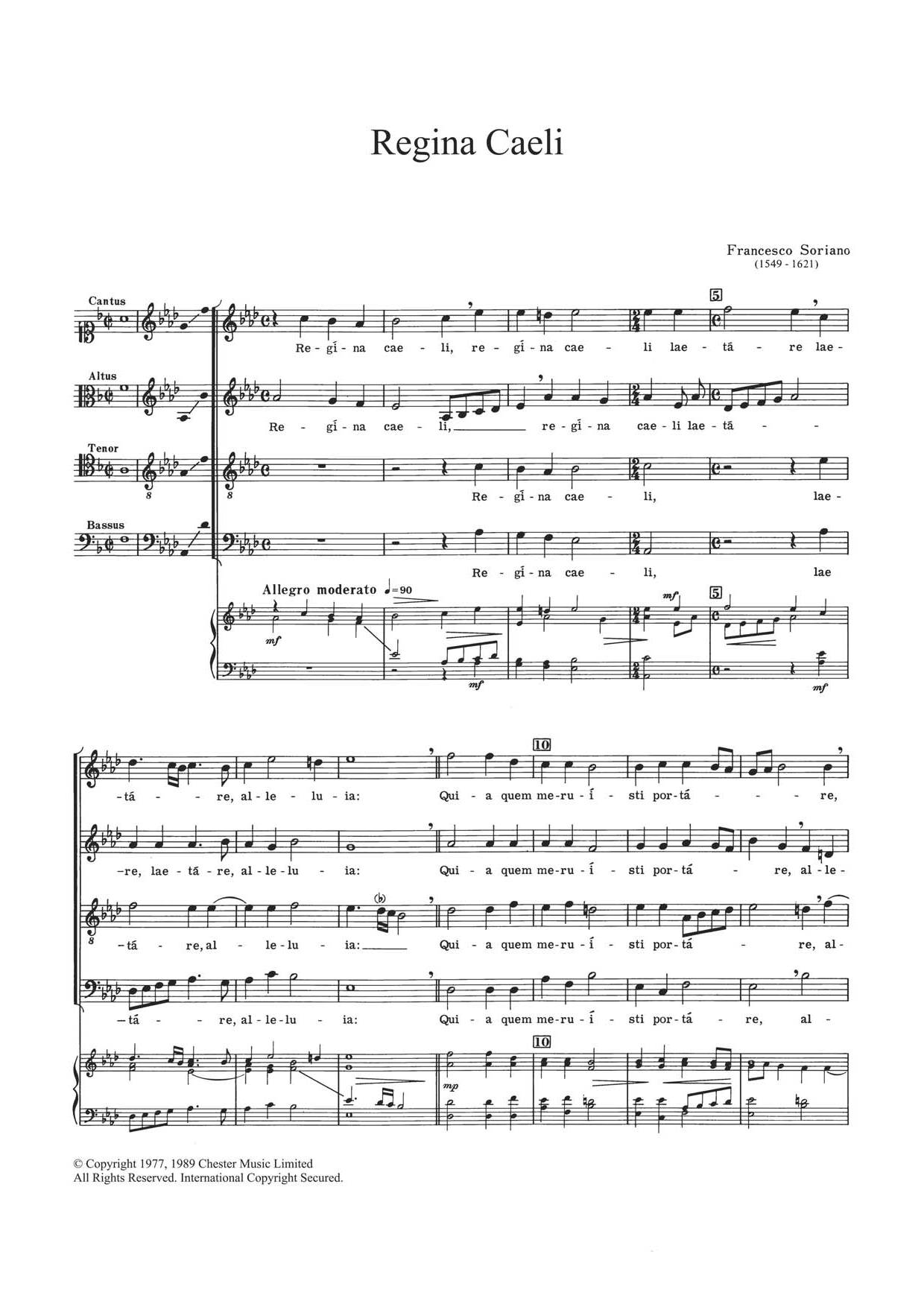 Francesco Soriano Regina Caeli sheet music notes and chords arranged for Choir