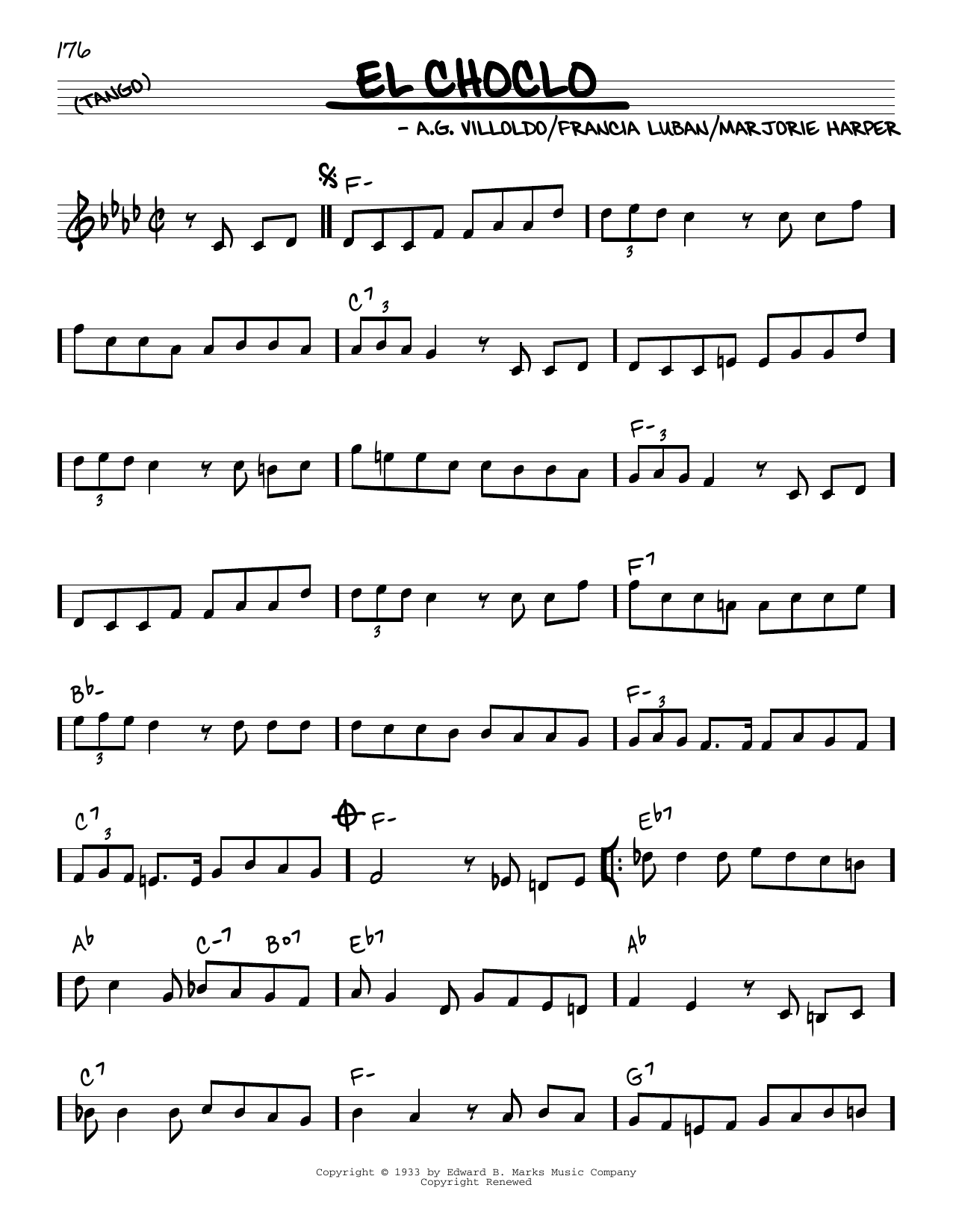 Francia Luban (Spanish) El Choclo sheet music notes and chords arranged for Real Book – Melody & Chords