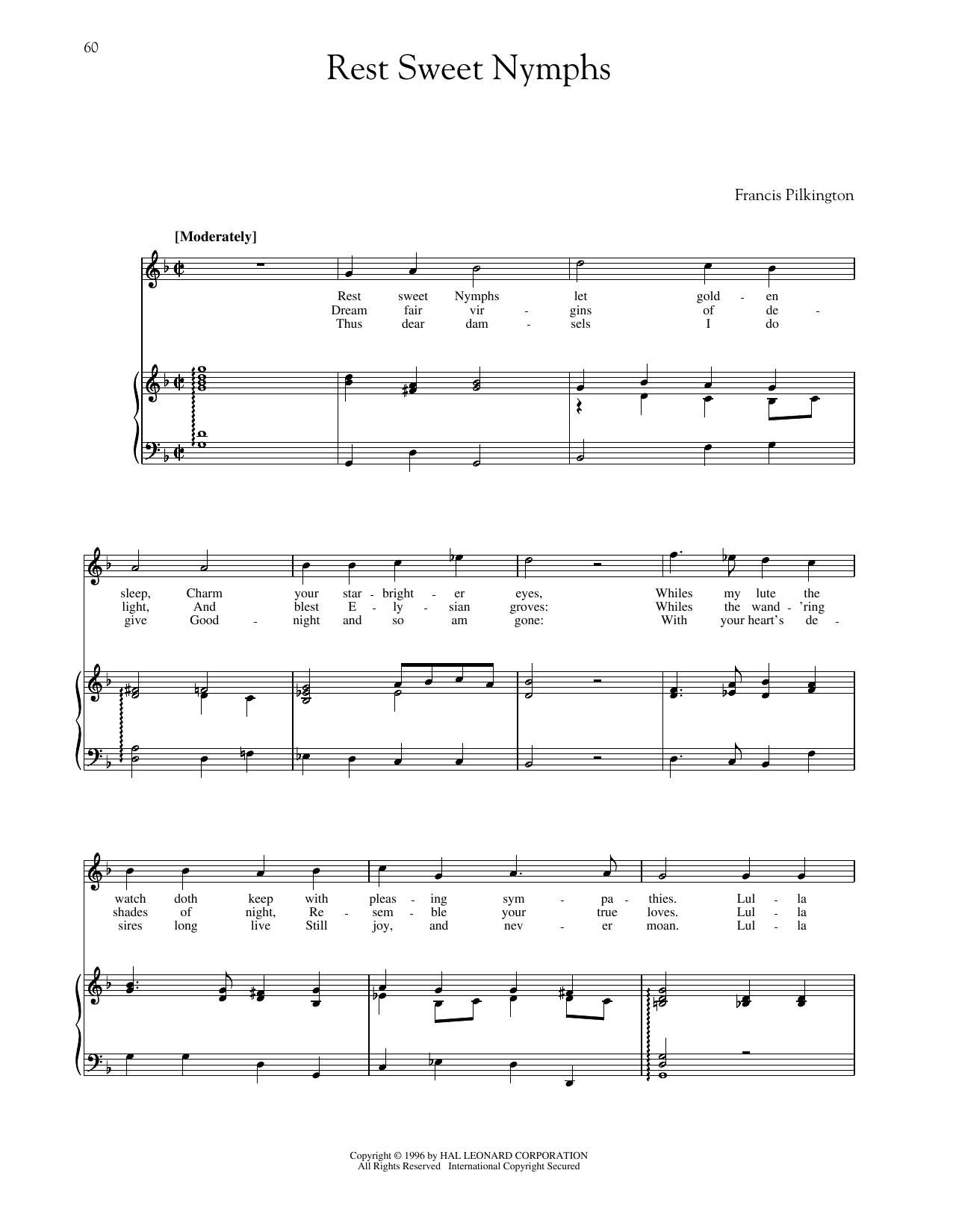 Francis Pilkington Rest, Sweet Nymphs sheet music notes and chords arranged for Piano & Vocal