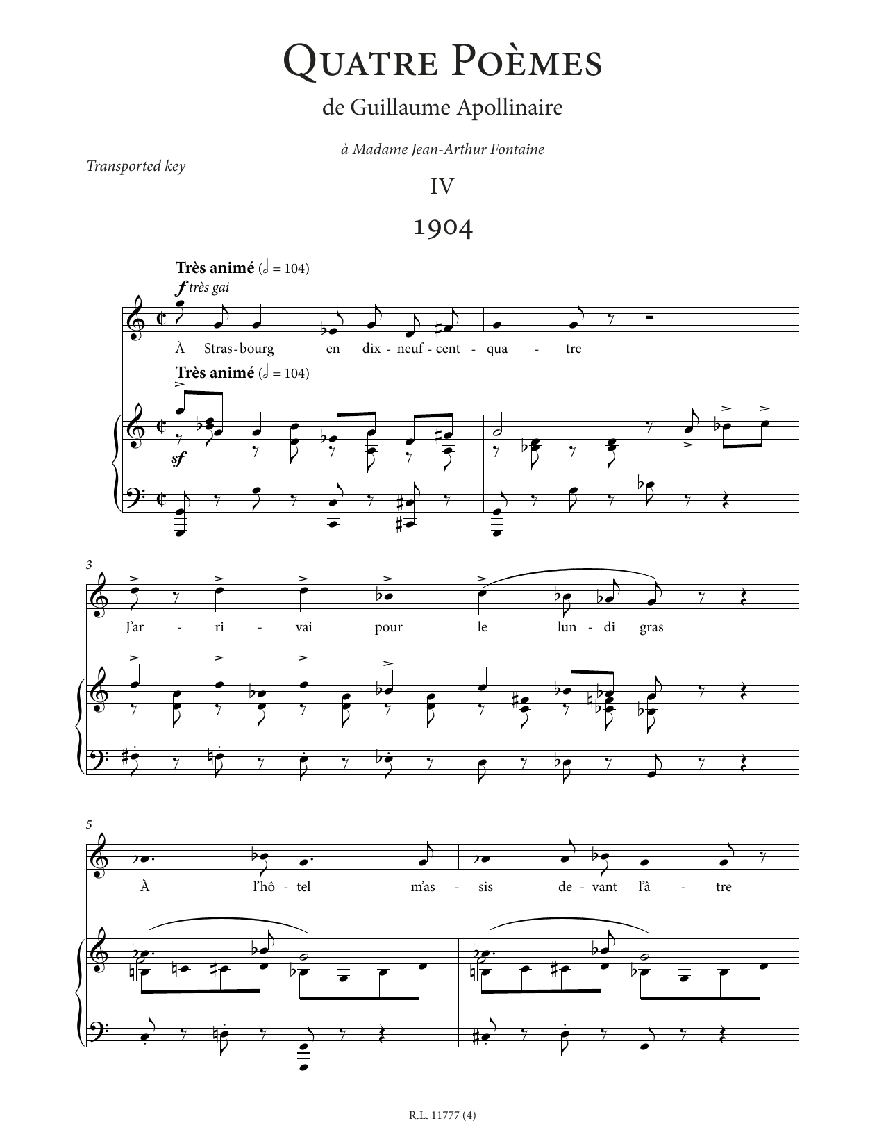 Francis Poulenc 1904 (High Voice) sheet music notes and chords arranged for Piano & Vocal