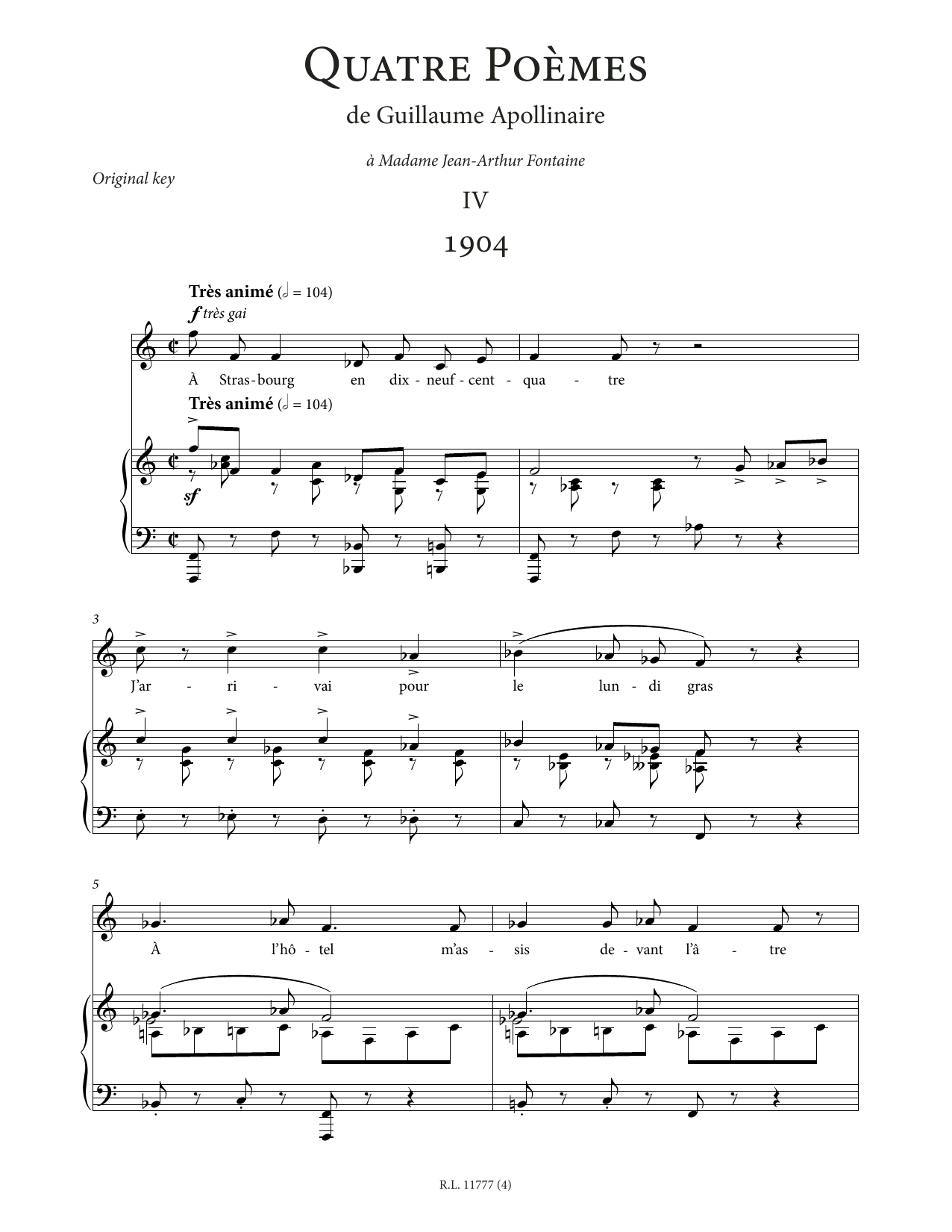 Francis Poulenc 1904 (Low Voice) sheet music notes and chords arranged for Piano & Vocal