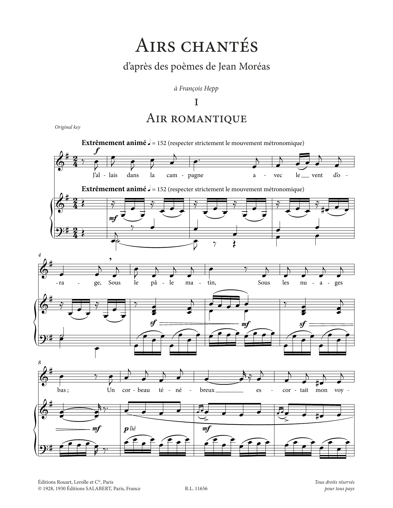 Francis Poulenc Airs chantés (Low Voice) sheet music notes and chords arranged for Piano & Vocal