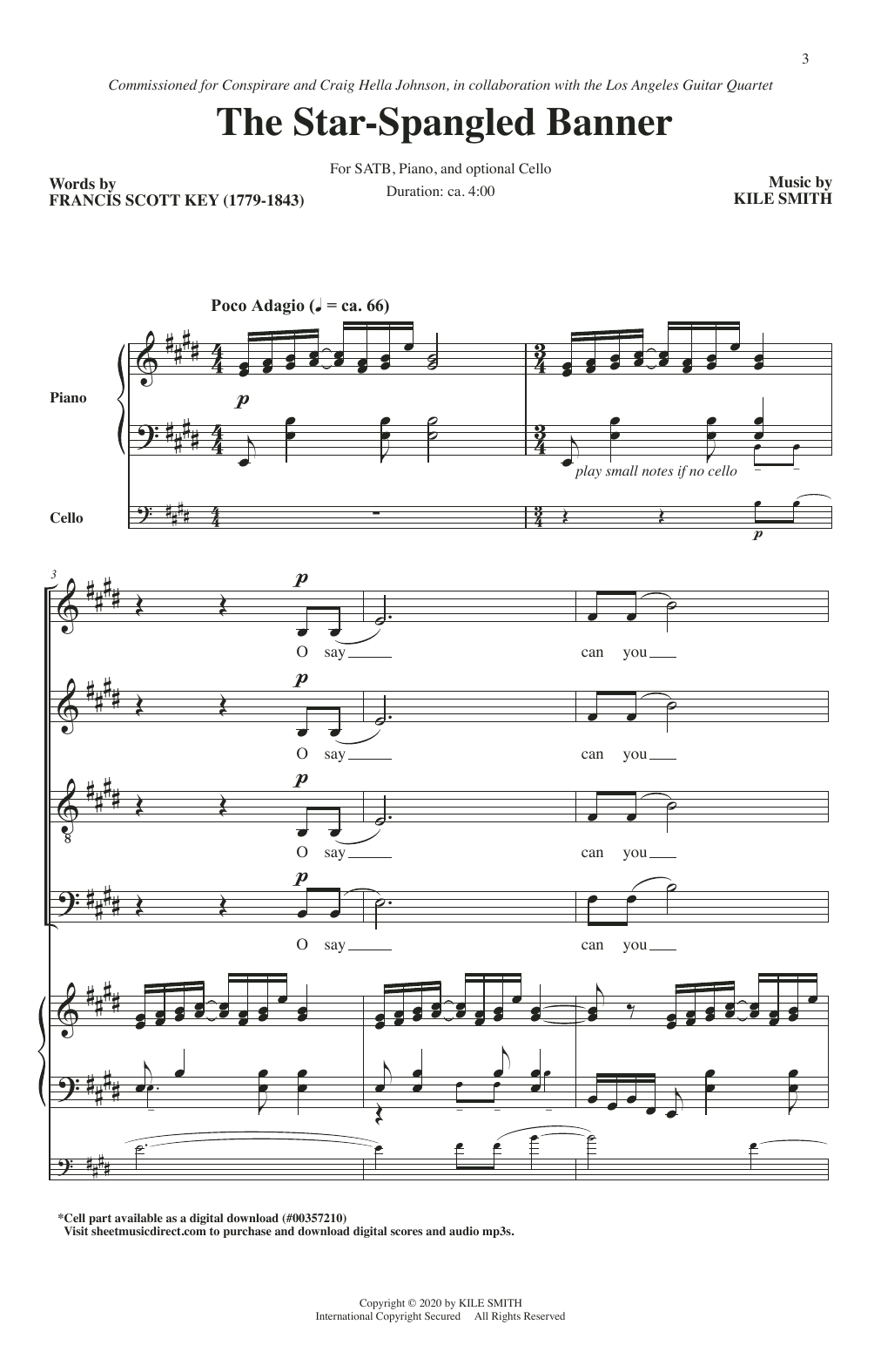 Francis Scott Key and Kile Smith The Star-Spangled Banner sheet music notes and chords arranged for SATB Choir