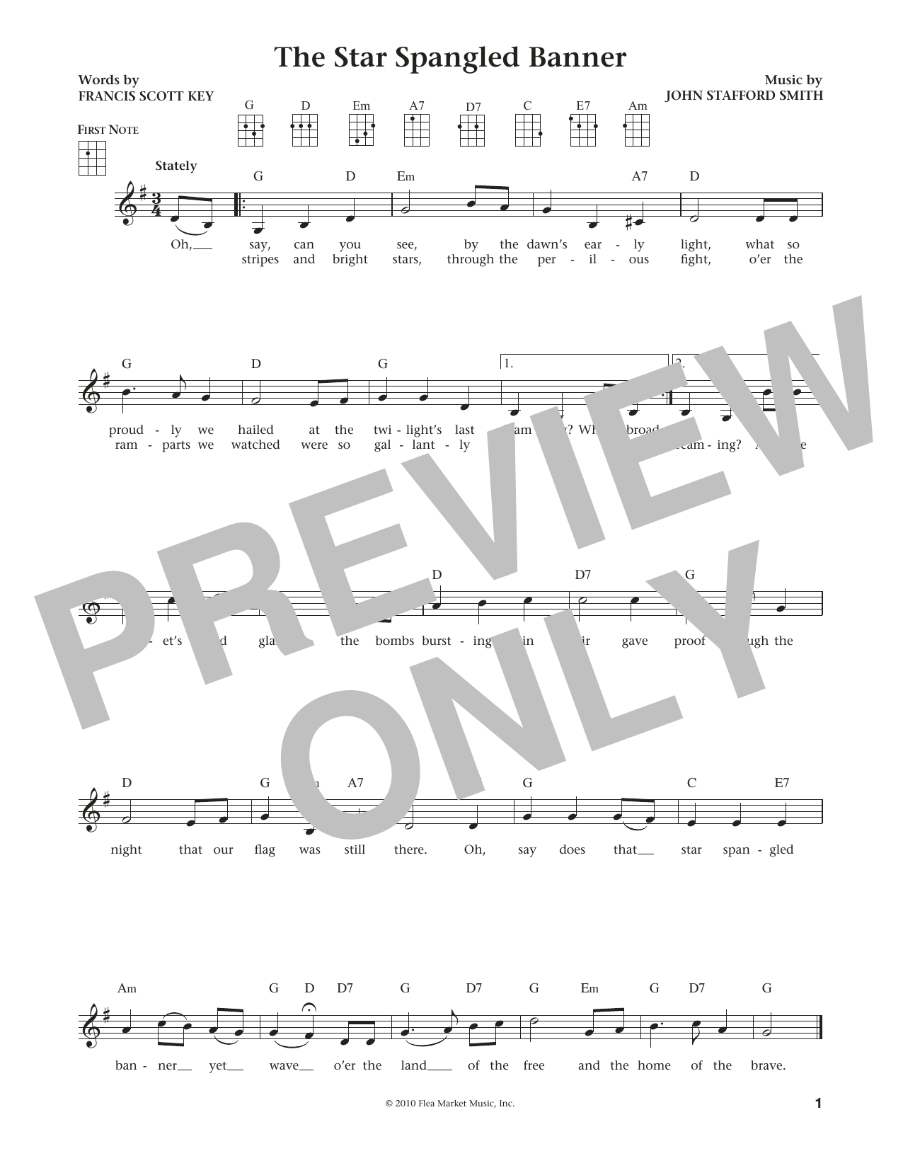 Francis Scott Key The Star Spangled Banner (from The Daily Ukulele) (arr. Liz and Jim Beloff) sheet music notes and chords arranged for Ukulele