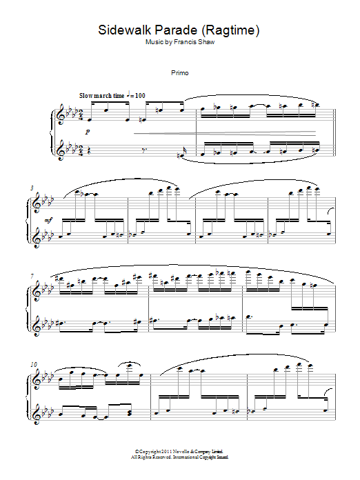 Francis Shaw Sidewalk Parade (Ragtime) sheet music notes and chords arranged for Piano Solo
