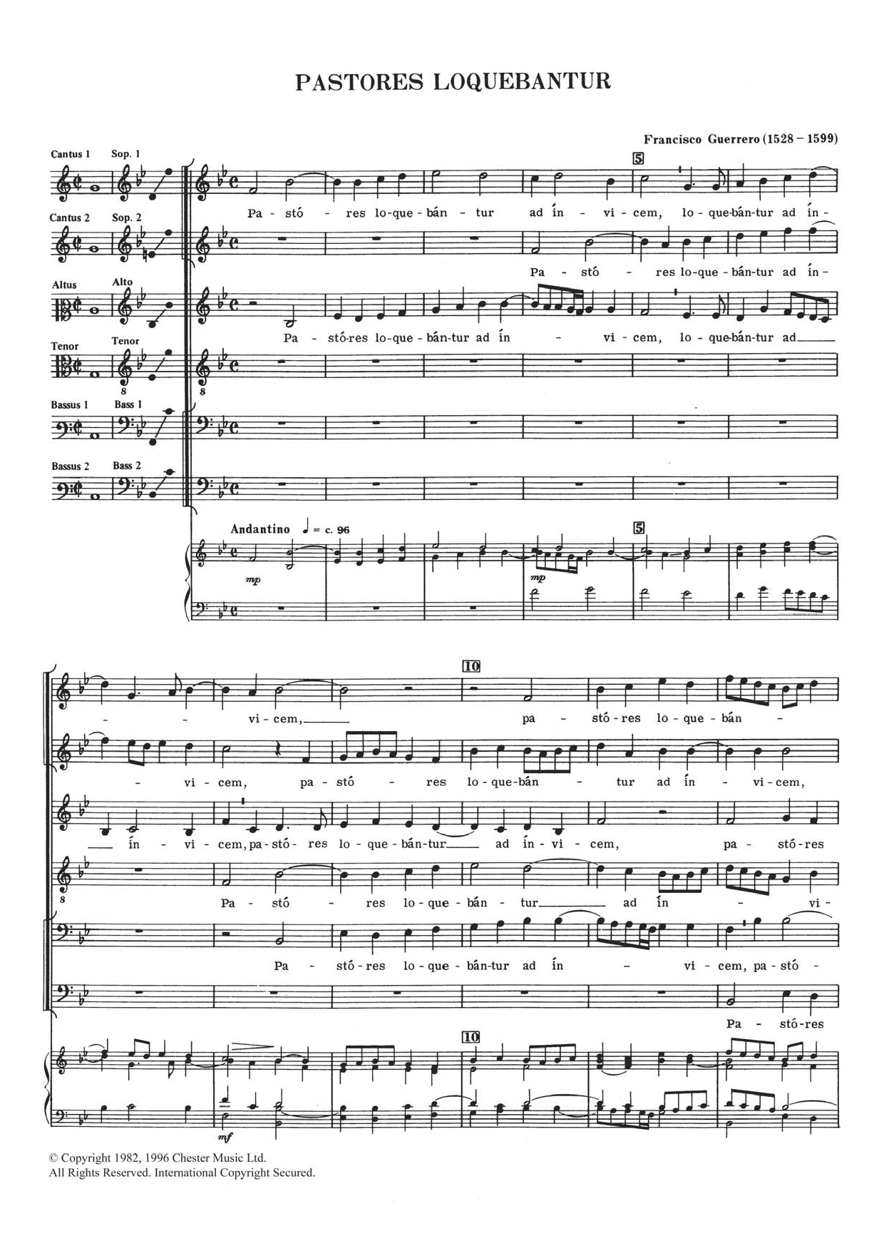 Francisco Guerrero Pastores Loquebantur sheet music notes and chords arranged for SATB Choir