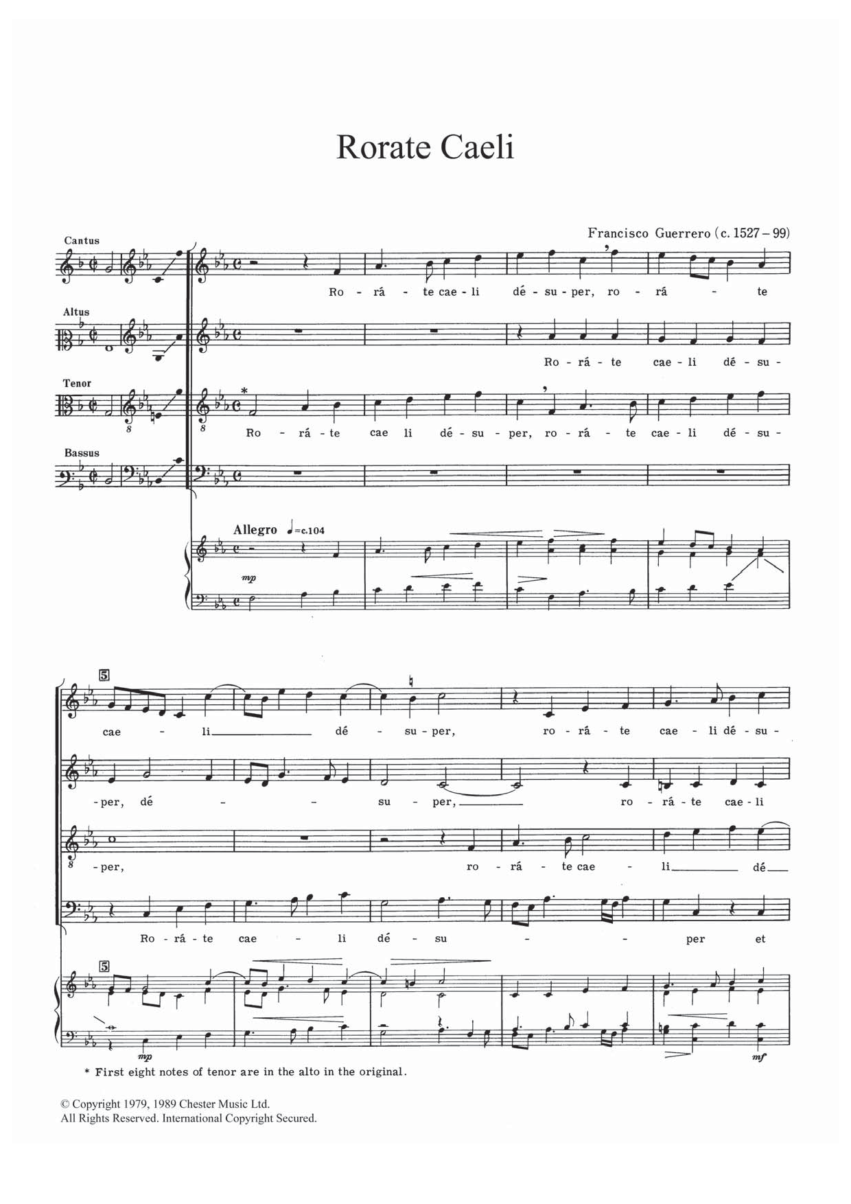 Francisco Guerrero Rorate Caeli sheet music notes and chords arranged for SATB Choir