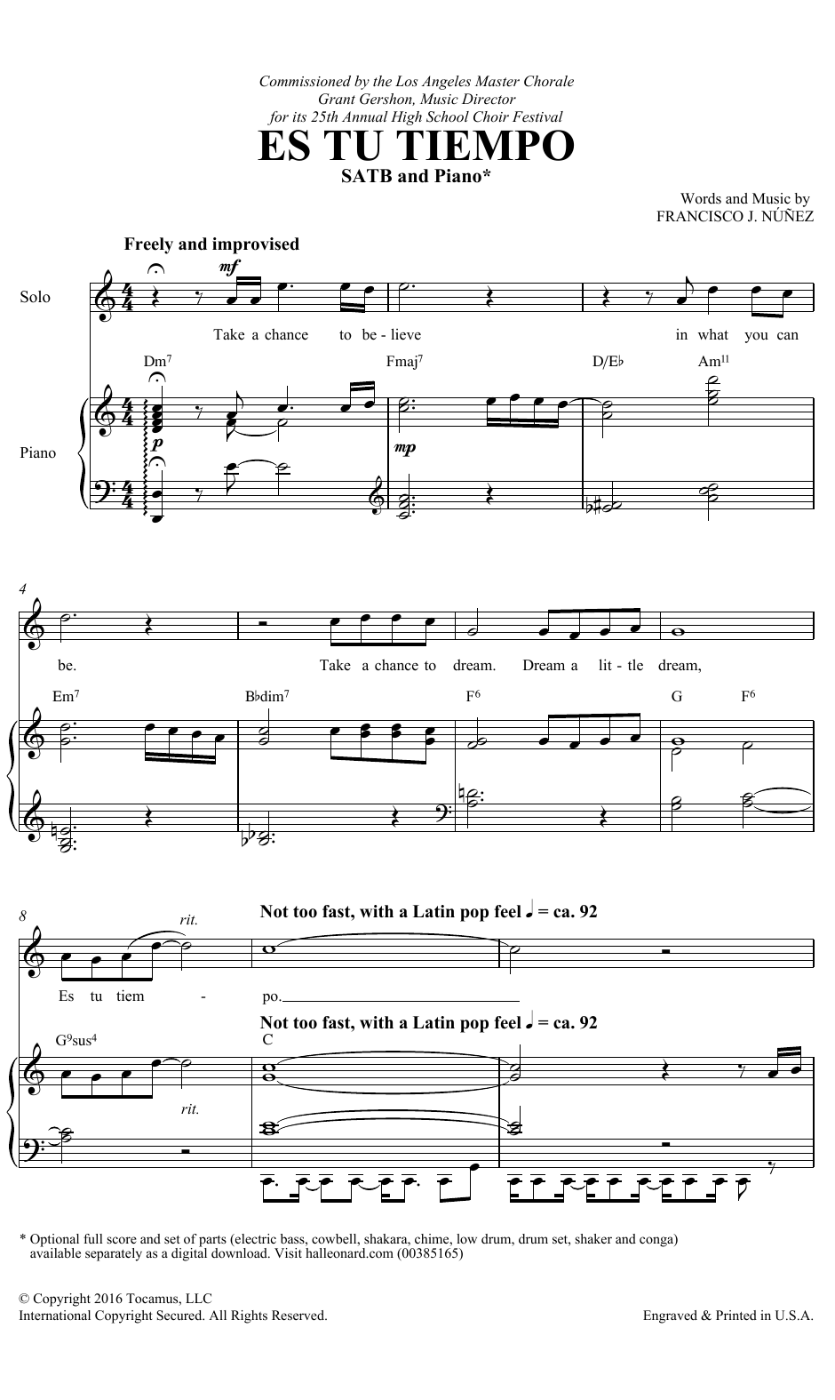 Francisco J. Nunez Es Tu Tiempo sheet music notes and chords arranged for SATB Choir