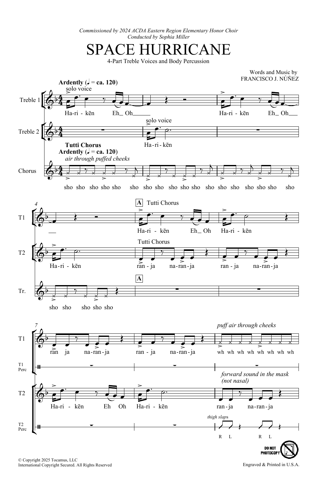 Francisco J. Núñez Space Hurricane sheet music notes and chords arranged for Choir