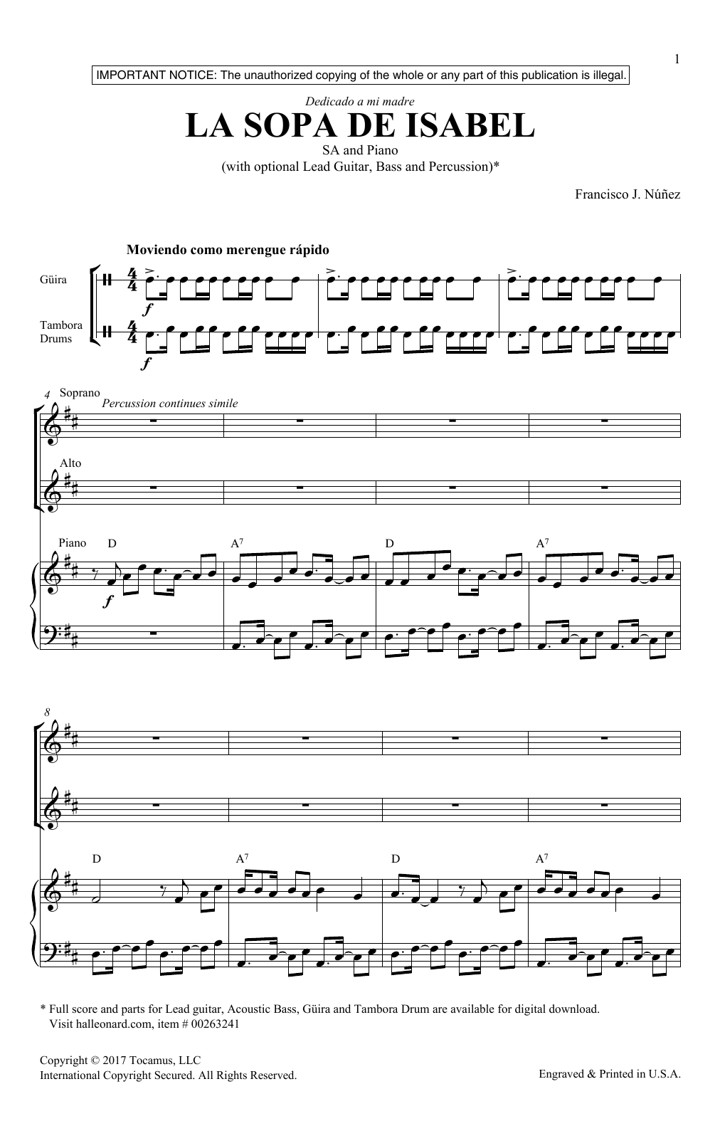 Francisco Nunez La Sopa De Isabel sheet music notes and chords arranged for 2-Part Choir
