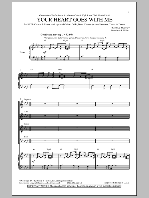 Francisco Nunez Your Heart Goes With Me sheet music notes and chords arranged for SATB Choir