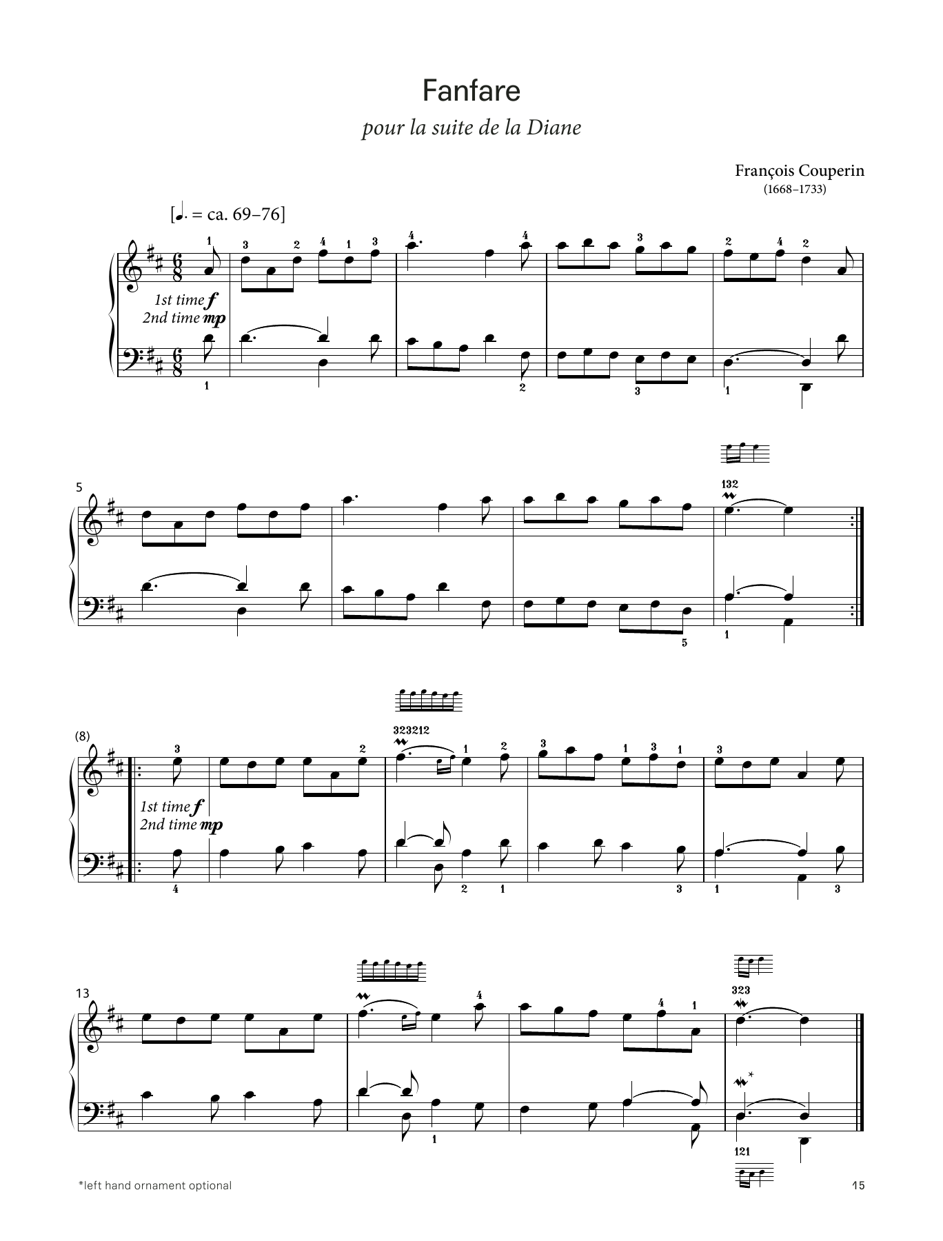 François Couperin Fanfare (LCME Piano 2018 Grade 2 List A) sheet music notes and chords arranged for Piano Solo